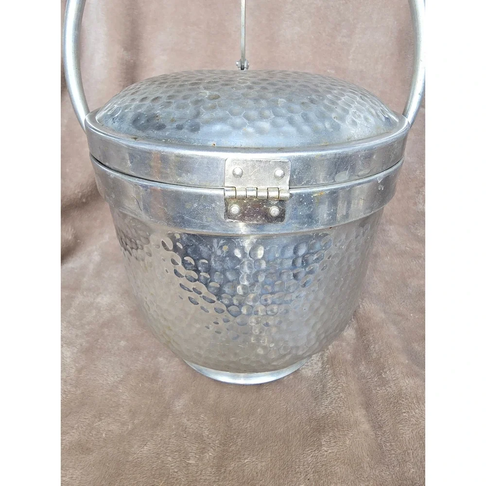 Vintage Italian Hammered Aluminum Ice Bucket SB-501 Made in Italy Mid Century